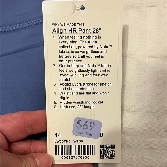 NWT Lululemon Align HR 28” Misty Blue High-Waisted Leggings LL48 - Picture 2 of 5